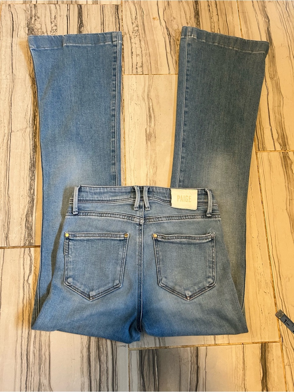 PAIGE Genevieve Flare Bootcut Light Blue Stretch Jeans - Picture 14 of 14
